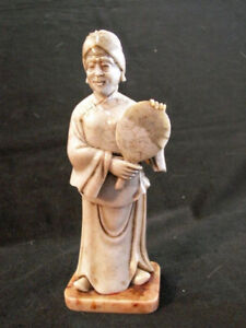 Vintage Hand Carved Jade Hand Maiden Asian Woman