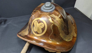 Vintage Japanese Samurai Helmet Jingasa Eagle Feather Crest Dragon