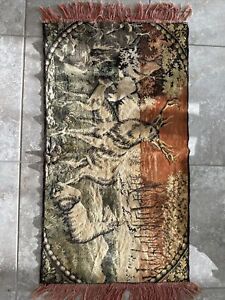 Antique Very Plush Fringed Velvet Italian Tapestry Or Rug 41 By 22