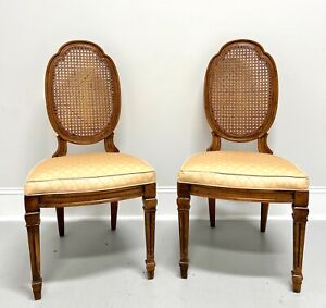 Drexel Heritage Walnut Cane French Louis Xvi Dining Side Chairs Pair A