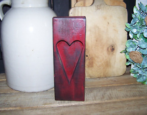 Primitive Rustic Country Wooden Reproduction Barn Red Heart Mold Decor