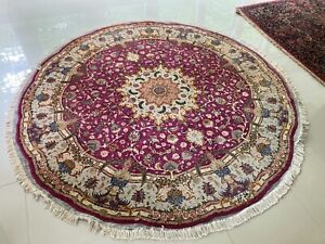 Round Hand Knotted Rug Signed 6 6 Fine Detail