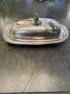 William Wm Rogers Silverplate Butter Dish With Pineapple Top