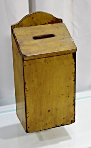 Antique Primitive Hanging Salt Box With Hinged Lid 4 5 X 3 X 9 