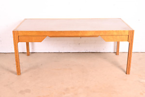 Pierre Paulin For Baker Furniture Art Deco Birdseye Maple Leather Top Desk