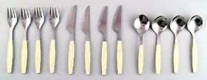 Complete Service For 4 P Henning Koppel Strata Cutlery Of Stainless Steel