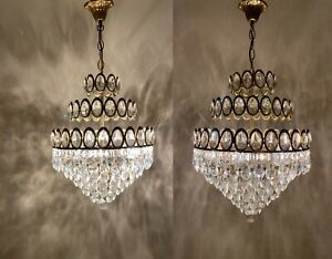 Pair Of 2 Antique Chandelier Crystal Vintage Chandelier Ceiling Lamp Lighting