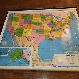 Nystom United States Map 1ns1 Classroom Pull Down Roll Up Wall Size 64 X52 