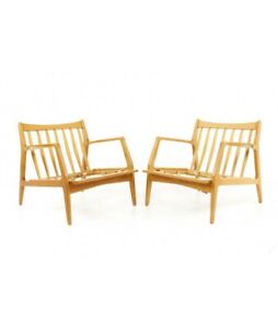 Lawrence Peabody Mid Century Walnut Lounge Chairs A Pair