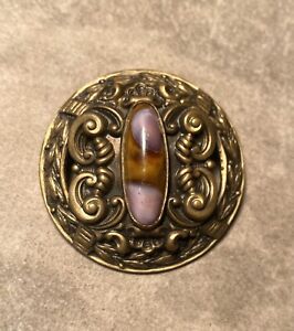 Gay 90s Purple Oval Jewel Antique Button 1 3 4 Large Beautiful