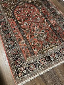 Antique P Ersian Silk Rug Oriental Carpet 3 7x5 