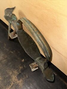 Antique Vintage Old Brass Door Thumb Latch Lever Handle Large Rare Nice Patina