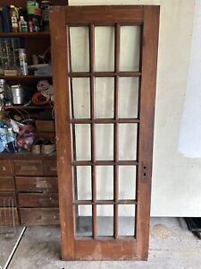 Antique Wood 15 Lite Pane Beveled Glass 30 X 79 75 Entrance Entry French Door