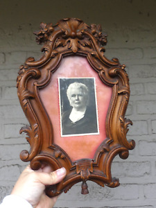 Antique Black Forest German Wood Carving Picture Photo Frame Wall Rare