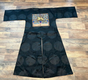 Gorgoeus Antique Chinese Silk Black Gauze Robe With Civil Rank Badges