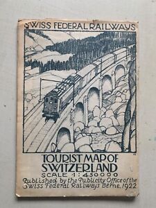 1922 Antique Swiss Federal Railway Switzerland Railroad Tourist Map Trains