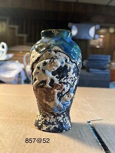 Antique Japanese Sumidagawa Pottery Stoneware Vase With Figures As Is