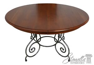 L61953ec Ethan Allen Cherry Top Iron Base Dining Room Table