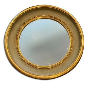 Thomas Morgan Regency Style Round Mirror 22k Genuine Gold With Painted Panel
