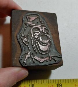 Vintage Letterpress Printing Block Clown
