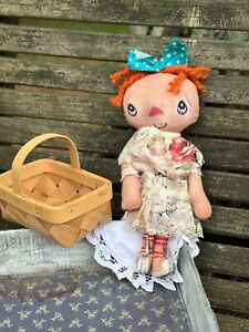 Handmade Primitive Rag Doll Farmhouse Decor Cute Doll Rag Doll Keepsake Gift