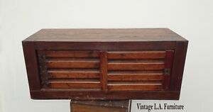 Vintage French Country Hand Made Table Top Cabinet W Sliding Doors And Shelves