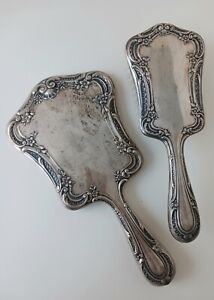 Antique Gorham Sterling Silver Hand Mirror Brush Vanity Set Patern 27