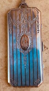 Victorian Antique Sterling Silver With Gold Cosmetic Case C 1890