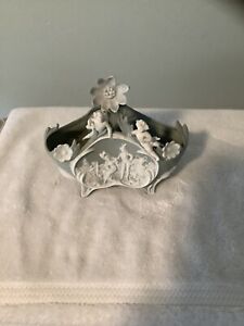 Antique French Bowl Decorated With Two Cherubs Siting On Top A Couple In Garden