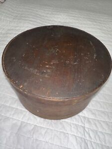 Antique Round Pantry Box Shaker Fingers Lap Old Wooden Cheese Mold Nails 8 75 