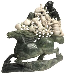 Beautiful Stone Carved Horse Lushan Jade Vintage Original