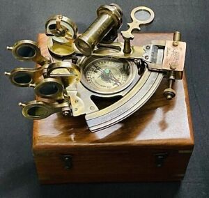 Nautical Brass Sextant With Compass Wood Box Working Navigation Sextant Handmade