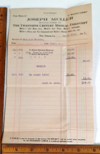 Muller S 20th Century Medical Discovery New Orleans Quack Medicine Invoice