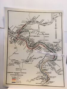 Early Pittsburgh Pa Rare 4 Railroad Map B O Prr P Le Union Rr New Poster