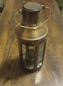 Antique Copper Kerosene Ships Lantern Glass Panels Nautical Carriage Gas Light