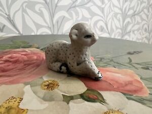 C1850 Antique Victorian Bisque Porcelain Fairing Small Cute Lamb Sheep