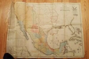Large Map Mapa De Los Estados Unidos De Mexico 1948 Copy 42 X 30 
