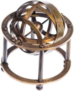 Vareesa Nautical Brass Armillary Sphere With Stand 9 Cm High Steampunk Pi 