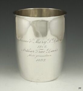 Antique 1818 American New York Coin Silver Beaker Cup