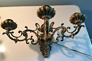 Antique Art Nouveau Spelter 3 Arm Candle Sconce Candle Or Electric Works