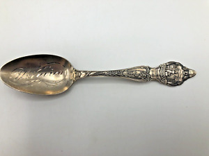 Vintage Ornate Plainview Nebraska Sterling Silver Souvenir Spoon 6 