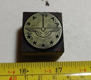 Vintage Letterpress Printing Block A A Of A E Wings Stars Military 