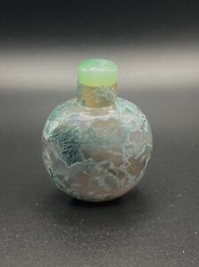 Moss Agate Chinese Snuff Bottle 19th C