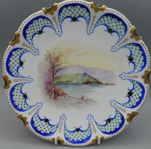 Antique Plate By Limoges Hand Painted Plate Windermere Signed Dated 1913 
