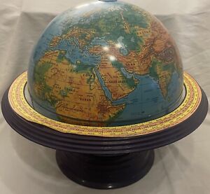 Purple 16 Discovery Political Globe By George F Cram Company With Horizon Ring