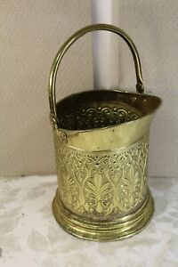 English Victorian Brass Coal Hod Fireplace Bucket