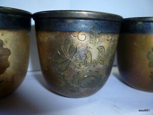Lot 5 Antique Silver Plate Russian Russia Cups Stylized Doves Birds Laurel