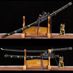 Hand Froged 1095 Steel Black Blade Samurai Katana Japanese Sword Tachi Sharp