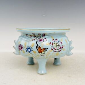 5 China Exquisite Porcelain Ru Porcelain Gilding Pink Color Tripod Furnace