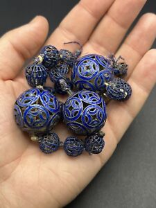 Antique Chinese Mandarin Court Enamel Beads Silver Bead Necklace A F Oriental